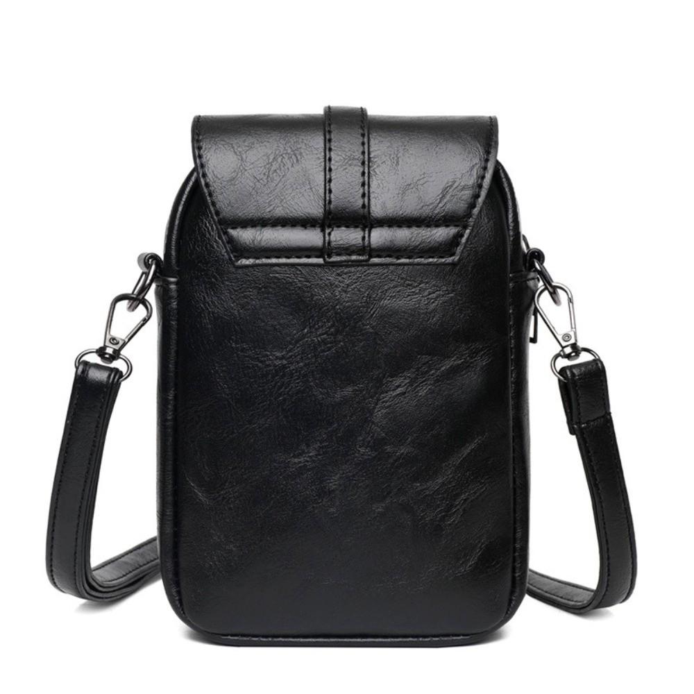 Simple PU Leather Crossbody Bag Solid Color Versatile Single Shoulder Bag Casual Mobile Phe Bag Women