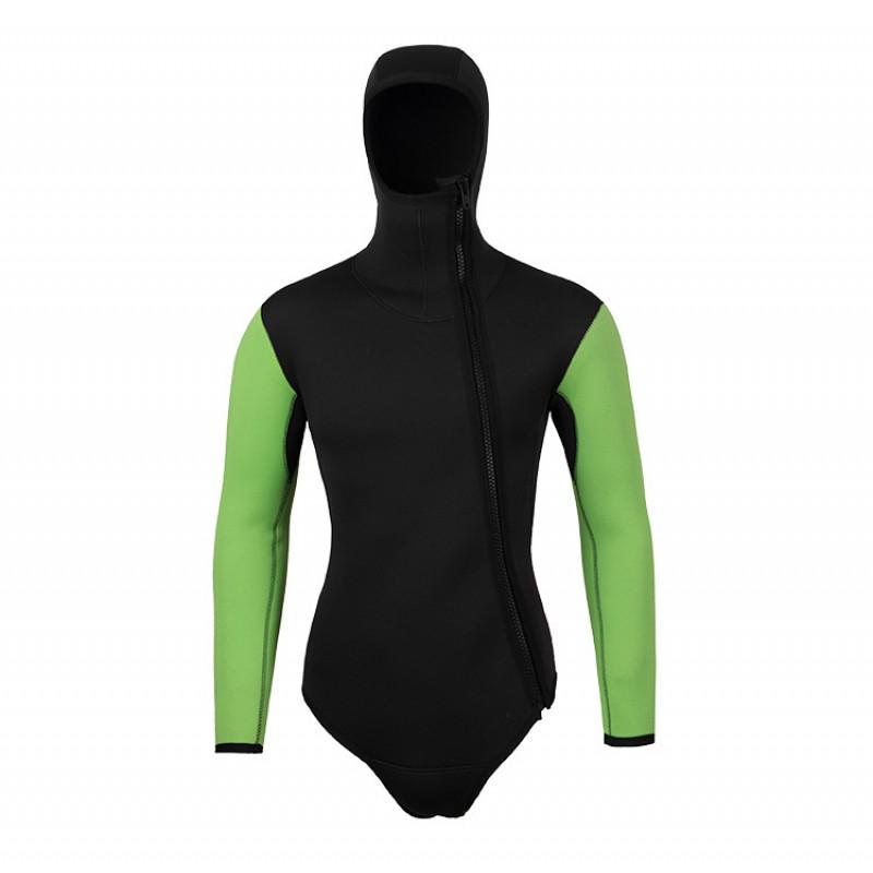 5mm Neoprene Wetsuit Snorkeling Diving Mens Two-Piece Warmth Suit Black Green
