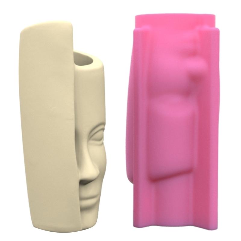 Human Face Art Gypsum Silicone Mold Diy Succulents Concrete Flower Pot Plaster Cement Clay Mold Candle Holder Mold