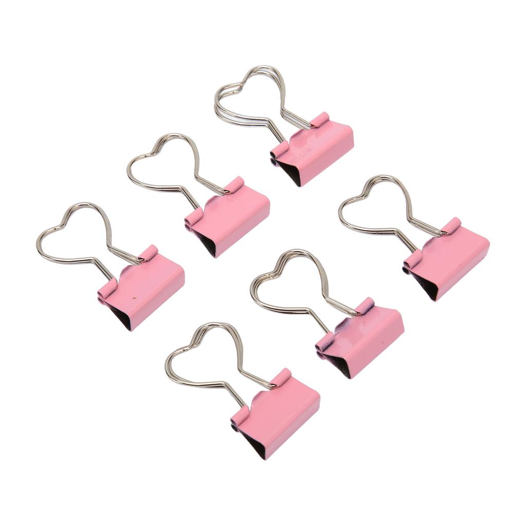 60pcs Binder Clips with Heart Shaped Handle Pink Strong Clamping Force Paper Binder Clips for Tickets Clothes