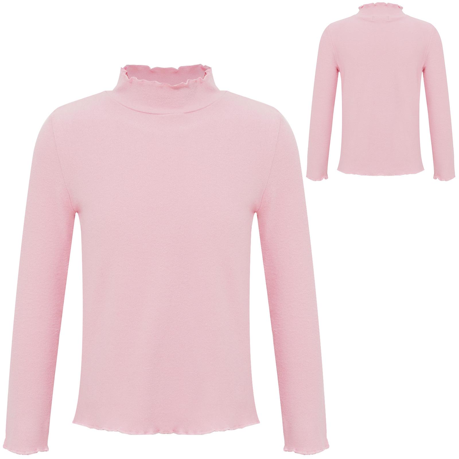 

Мягкий свитер для девочек и мальчиков, майка, облегающий крой, воротник-стойка, базовая многослойная футболка, футболка с длинным рукавом, простая туника, блузка 2-3 Years розовый