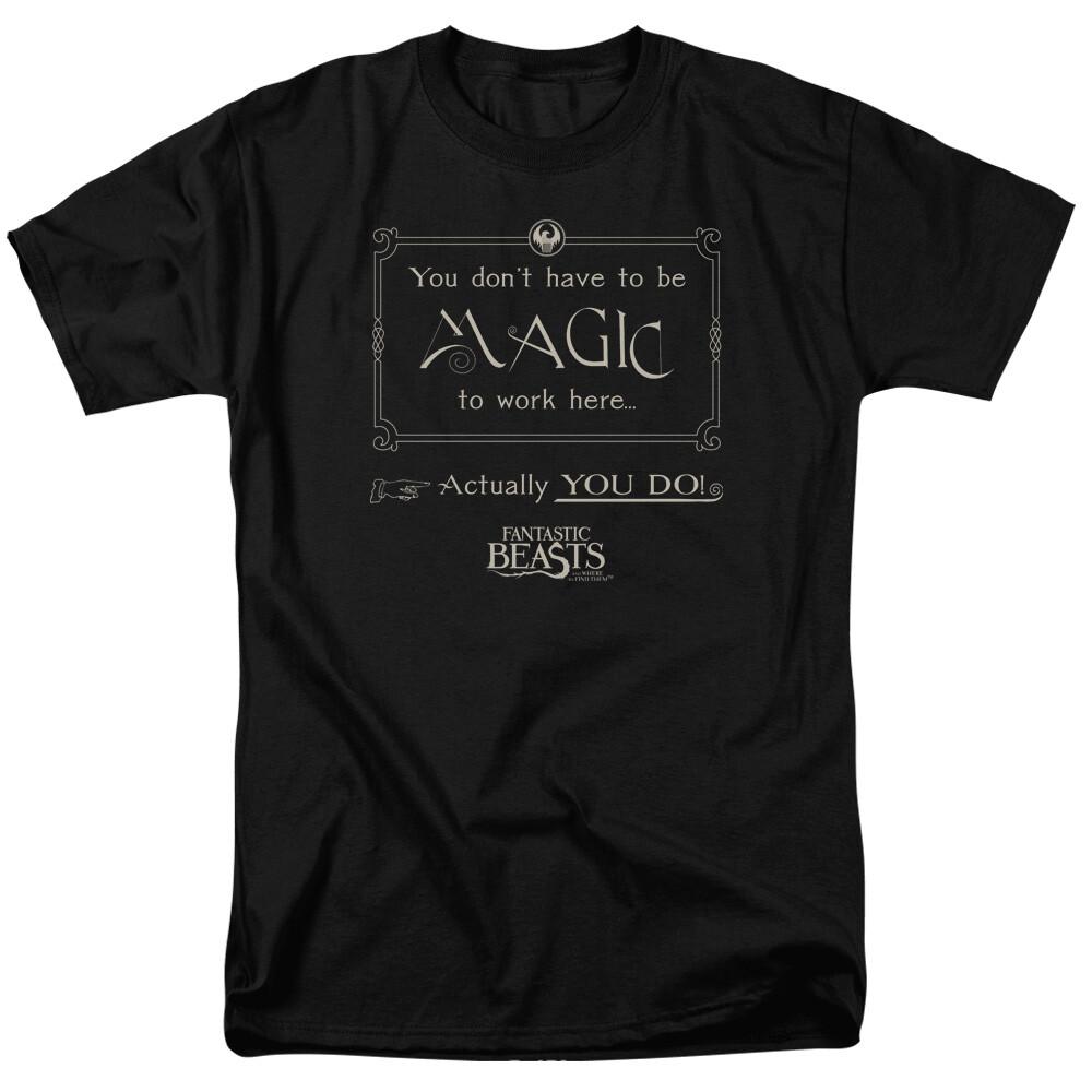 Fantastic Beasts Magic to Work Here T Shirt Mens Licensed Movie Tee Black XXXXL