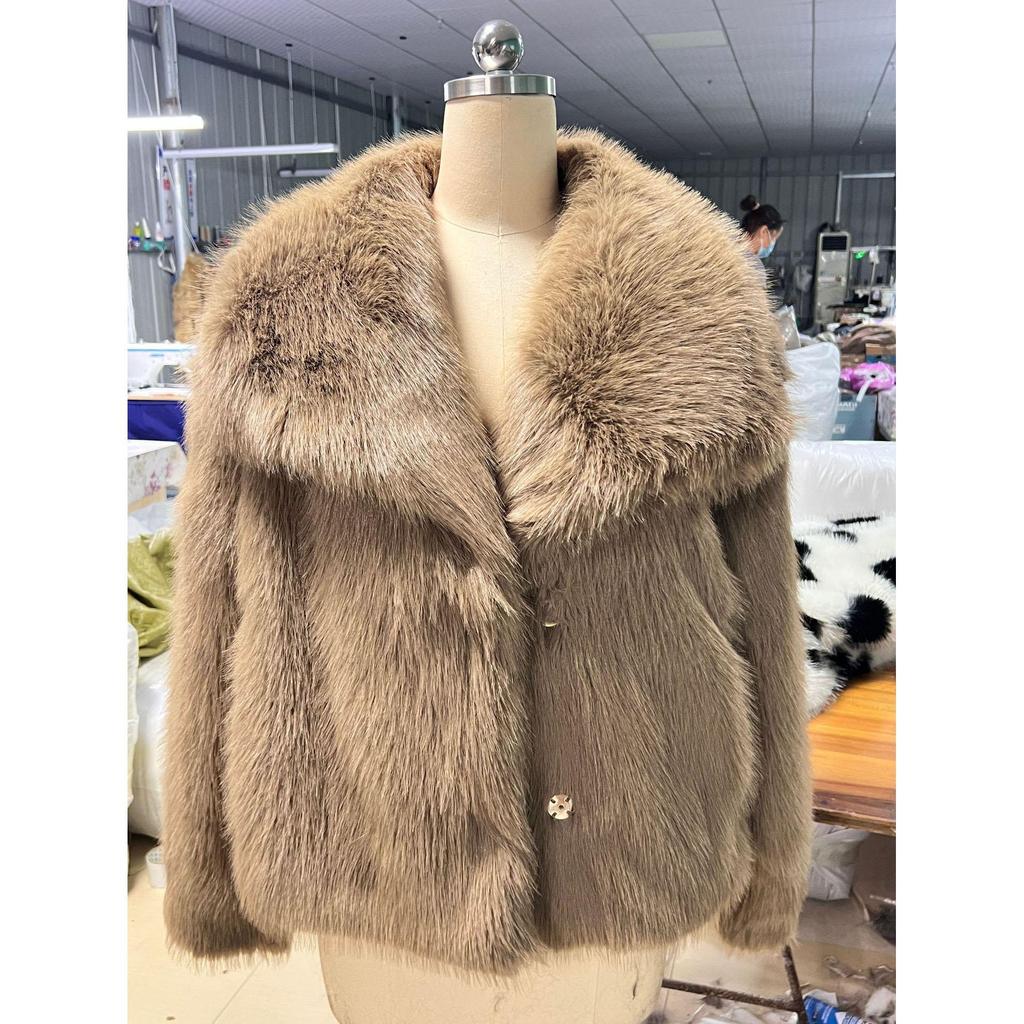 Mode Übergroßer Umlegekragen Flauschiger Kunstpelzmantel Damen Vintage Kunstpelzjacke Mäntel Winterkleidung Damen Flauschige Jacke