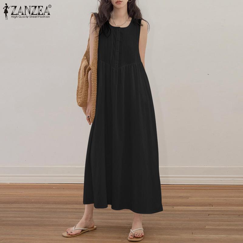 ZANZEA Женское повседневное платье в полоску без рукавов с U-образным вырезом — фото 3