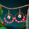 Christmas Zircon Snowman Drop Earrings For Women Colorful Rhinestone Xmas Tree Soft Clay Beads Dangle Earring Girl Party Jewelry