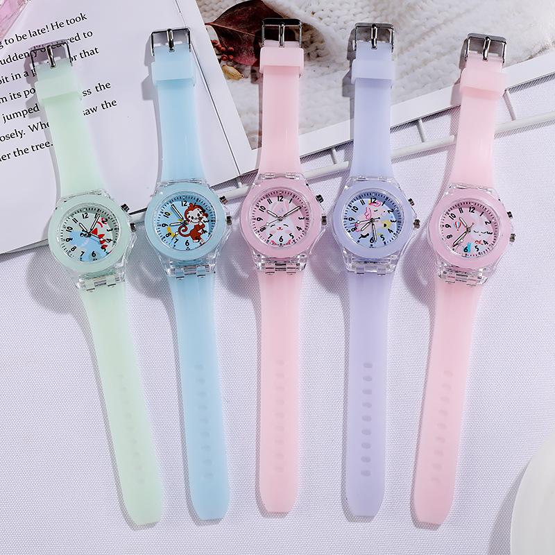 UTHAI BK146 Neue Cartoon Tier Kinderuhr mit Leuchtlicht, Silikon Blinklicht, Quarz Kinderuhr