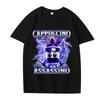 T-shirt Graphique Drôle Cappuccino Assassino Italian Brainrot Hommes Femmes Oversize 100% Coton Manches Courtes Haut d'Été Tee Unisexe