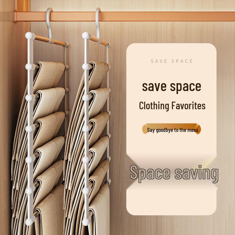 Magic Multi-Layer Folding Pants Hanger - Space-Saving, Non-Marking, Home Wardrobe Organizer