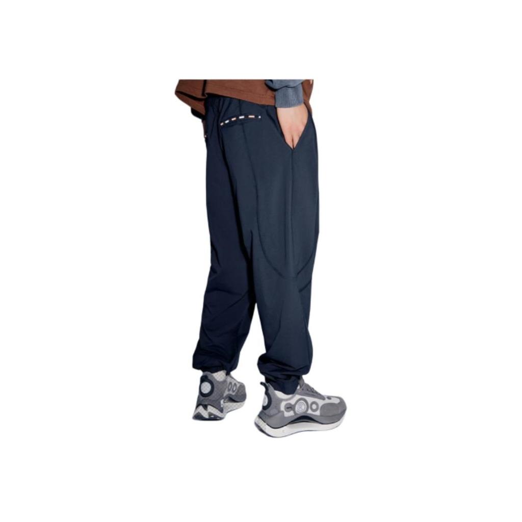 Li Ning Solid Color Mid Waist Cuffed Sports Pants Men bottoms Black AKXT193-2