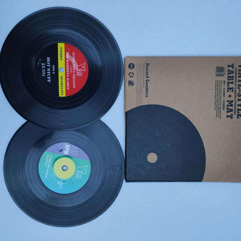 Retro Schallplatten Untersetzer: Rutschfeste, Hitzebeständige, Runde Schwarze Tischunterlage