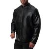 Allthemen Mens Classic Stand Collar Zipper Motorcycle Leather Jacket