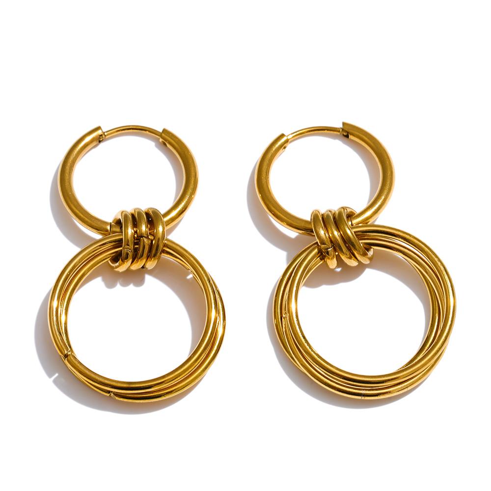 Eetit Distinctive Stainless Steel Double Round Drop Daily Earrings for All Occasions Tarnish Resistant Versatile Trendy Jewelry
