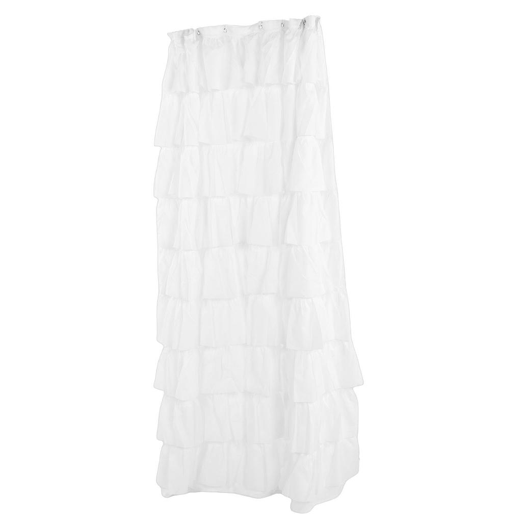 Shower Curtain 70 inch Boho Vintage Ruffle Bathroom Curtain with Hooks for Decoration