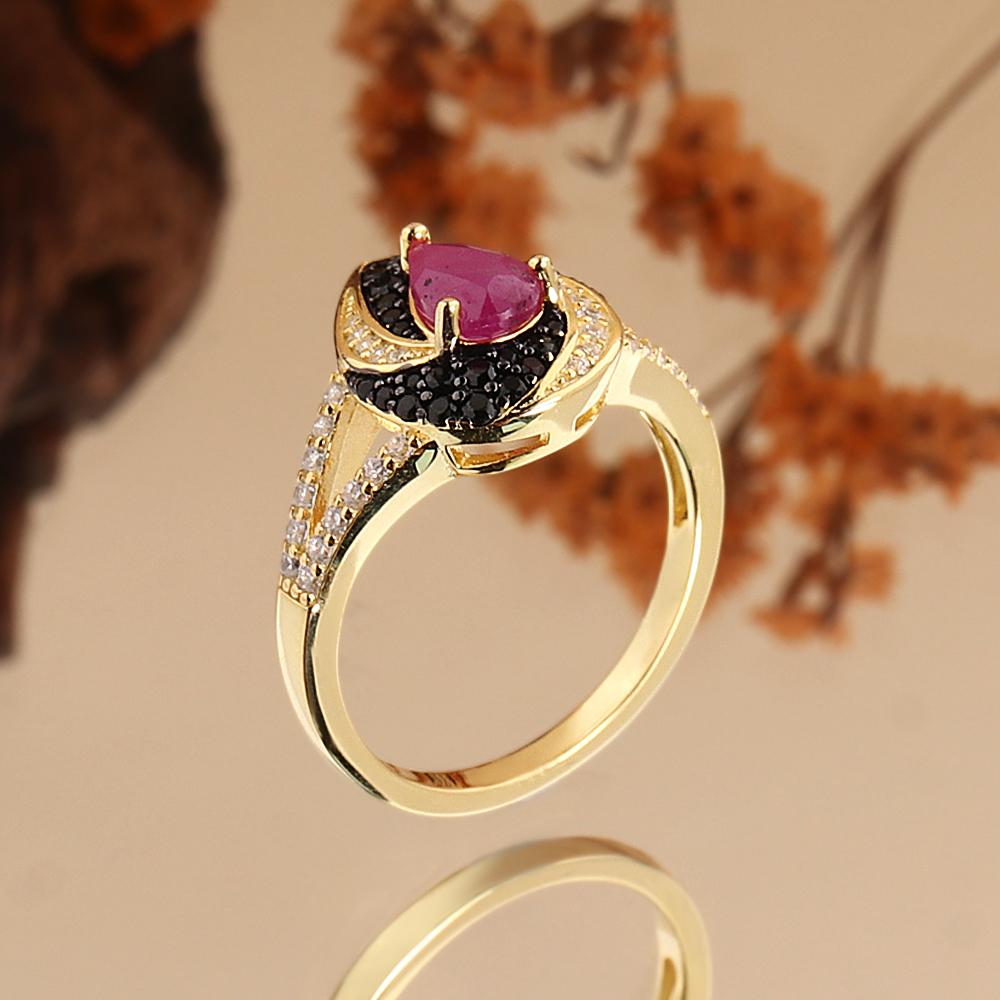 Vintage Design Natürliche Birne 5*7mm Rubin Damenring Echte Edelsteine 925 Sterlingsilber Feiner Schmuck für Jubiläum Bankettkleidung