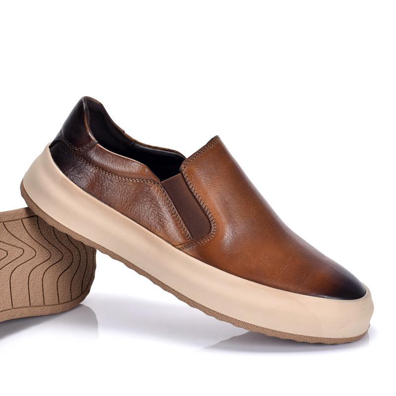 Men s Genuine Leather Breathable Loafers - Trendy Summer Casual Slip-on Driving Shoes 40 светло-коричневого