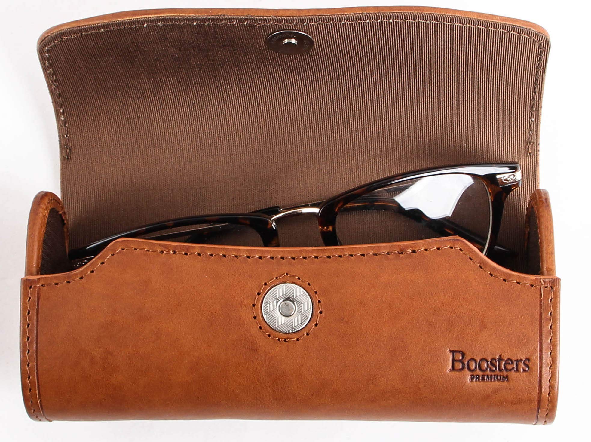 [Boosters] Eyeglasses Case, Hard Case, Glasses Case, Boosters Minerva Box Leather, Genuine Leather, Hard, Stylish, Large Size, Sunglasses Case, Readin