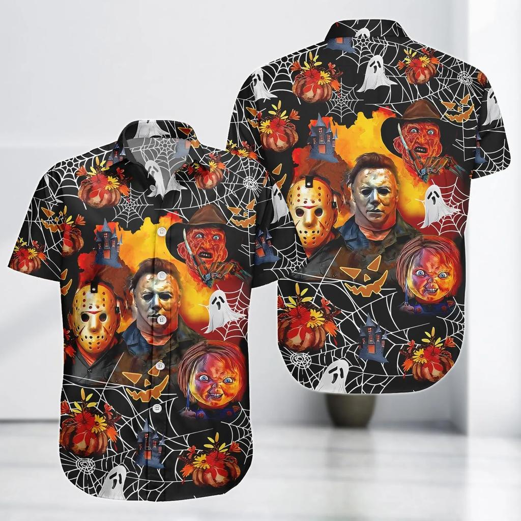 2025 Hawaiian Shirts Halloween Chucky Killer 3d Print Shirts Men Women Fashion Beach Shirt Child's Play Horror Blouses Unisex