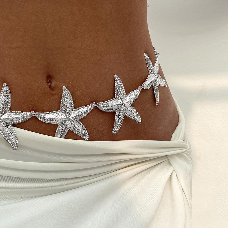 Ethnic Style Starfish Shell Waist Chain Bohemian Versatile Belt For Women High-End Dress Waistband Retro Simple Belt Gifts