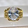Classic Domineering Men's Gold Hip Hop Zircon Ring Blue White Purple Diamond Ladies Ring Engagement Party Jewelry