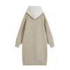 Womens Oversized Hooded Longline Knit Coat Winter 2026 Warm Cotton-Padded Casual Outerwear