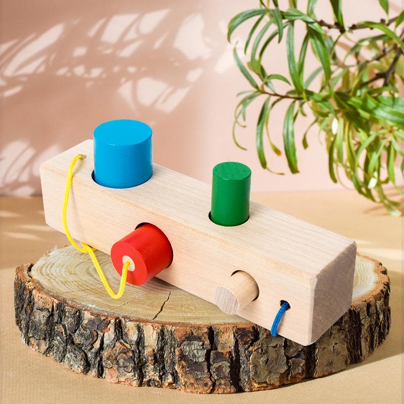 Wooden Baby Children Finger Fine Exercise Size Matching Building Block Cognitive Puzzle Logical Thinking Collage Toy