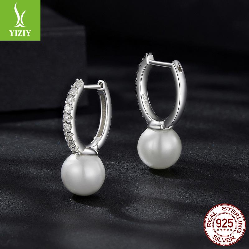 S925 Silver Moissanite Bead Ear Buckle Women'S, Premium Sterling Silver Earrings Earrings