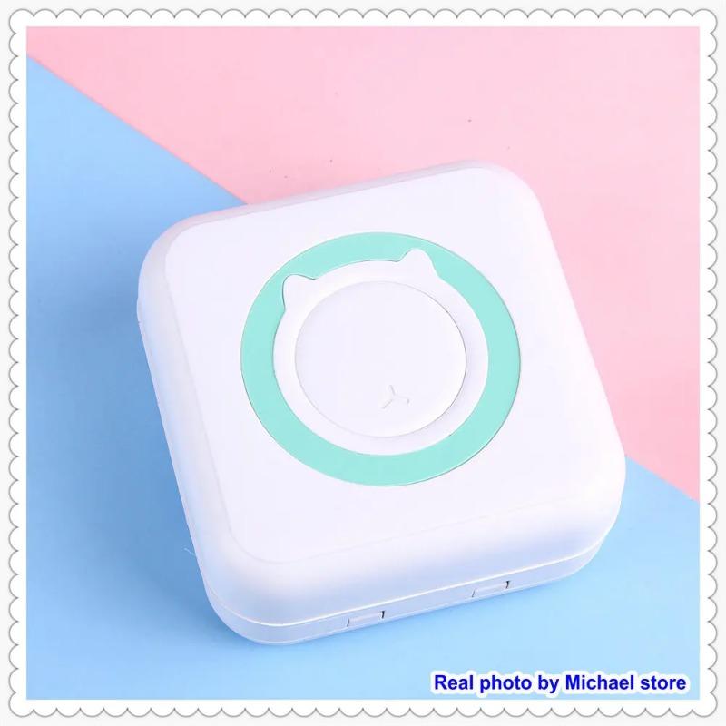 Tragbarer Mini-Thermodrucker, kabellos, BT, 203 dpi, Fotoetikett, Memo, falsche Frage, Drucken mit USB-Kabel, tragbarer Drucker