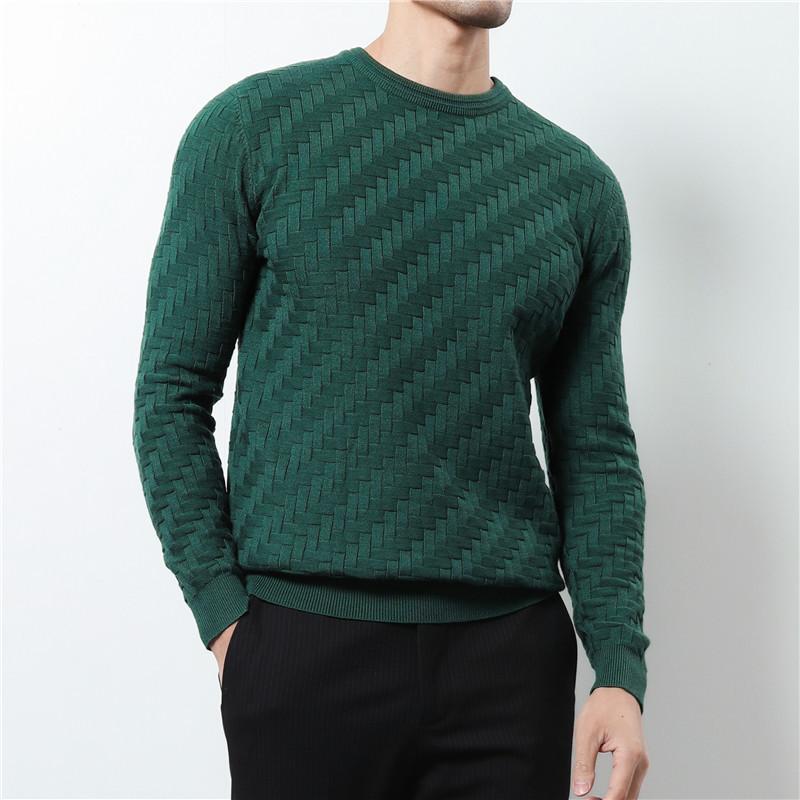 Autumn and Winter Fashion Jacquard Crew Neck Sweater Men's Pullover Slim Knit Sweater Men's Sweater