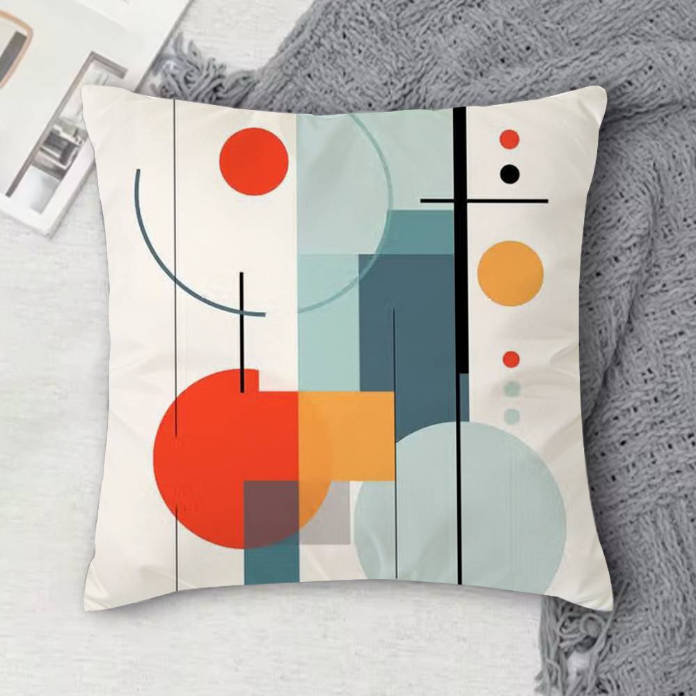 Geometric Bauhaus Pattern Art Doublesided Printed Square Decorative Cushion Cover for Sofa Living Room Home Decor