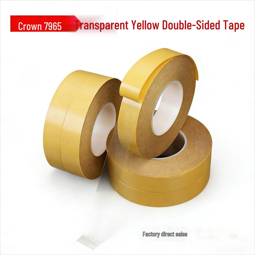 Crown 7965 PET Double-Sided Tape - Strong Adhesive, Shear & High Temp Resistant, Waterproof, Traceless for Industrial & Electronic Use.