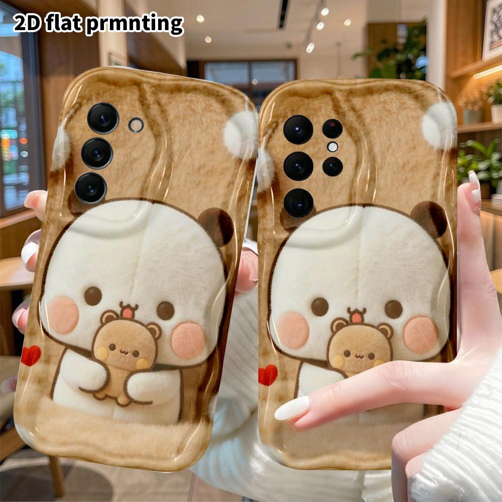 Phone Case: 2D Flat Samsung Galaxy A34 A35 S20 S22 S21 FE Plus Ultra Protective Case, Holding a Teddy Bear, Christmas and Halloween Gift