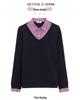 Khmer Farbblock-Revers Zweiteiliger Look Damen Langarm Herbst/Winter Pullover-Shirt