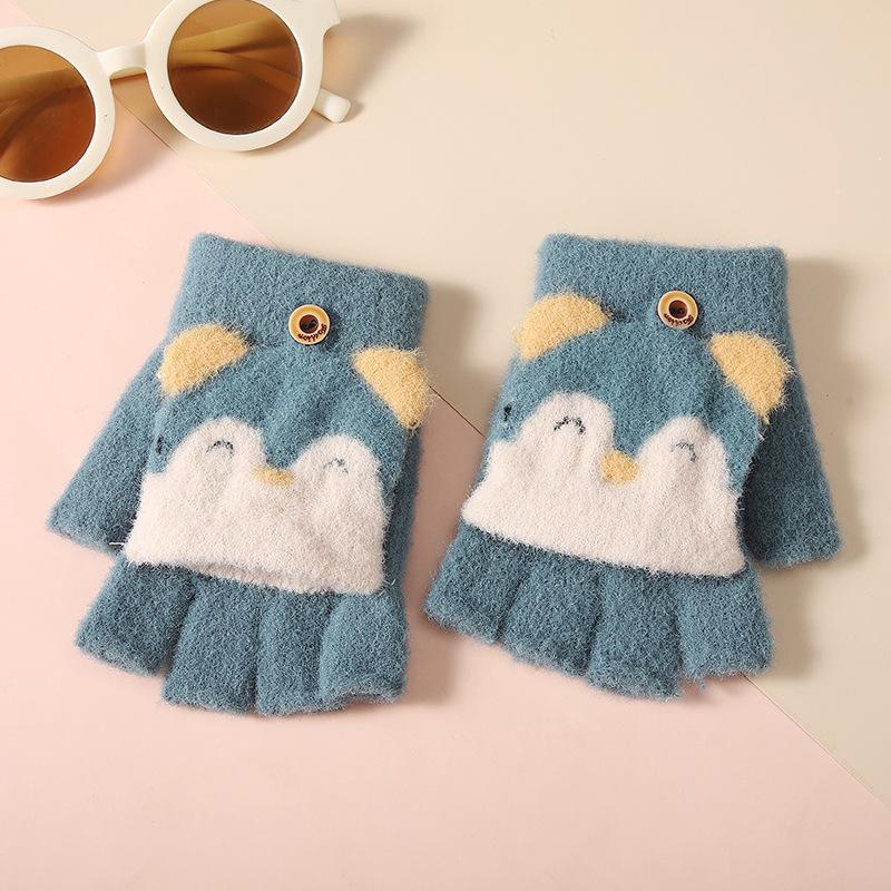 

Новые детские теплые перчатки без пальцев на зиму, детские перчатки-флип для малышей, флисовые перчатки для детского сада