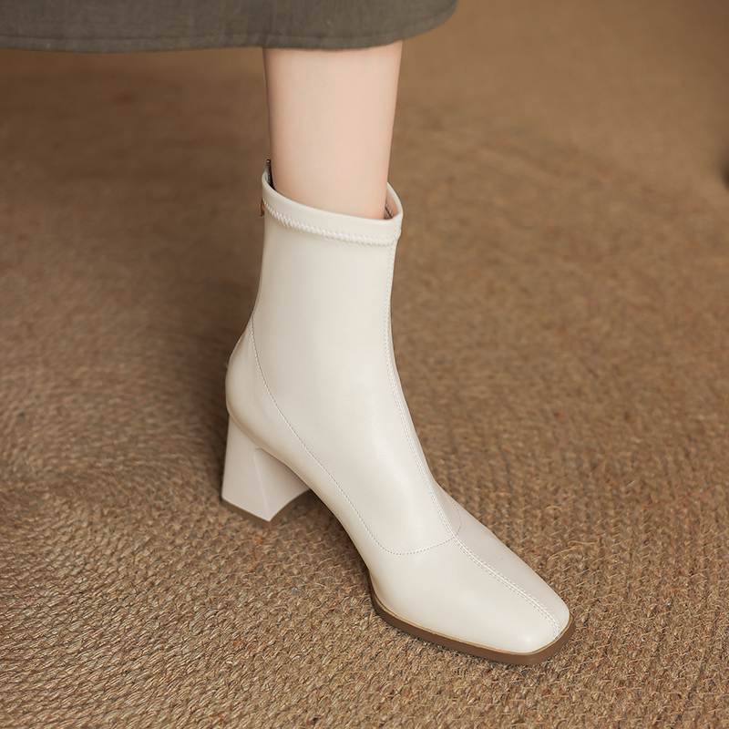 

Krazing Pot Микрофибра Зимние квадратные носки Толстые высокие каблуки Мотоциклетные ботинки Размер 42 Женские Ретро Элегантные женские ботильоны на молнии 42 бежевый