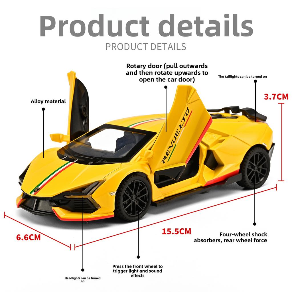 1:32 Revuelto Super Sportcar Sound & Light Alloy Diecast Model Car Presents For Boyfriend Toys For Kids Gift Metal
