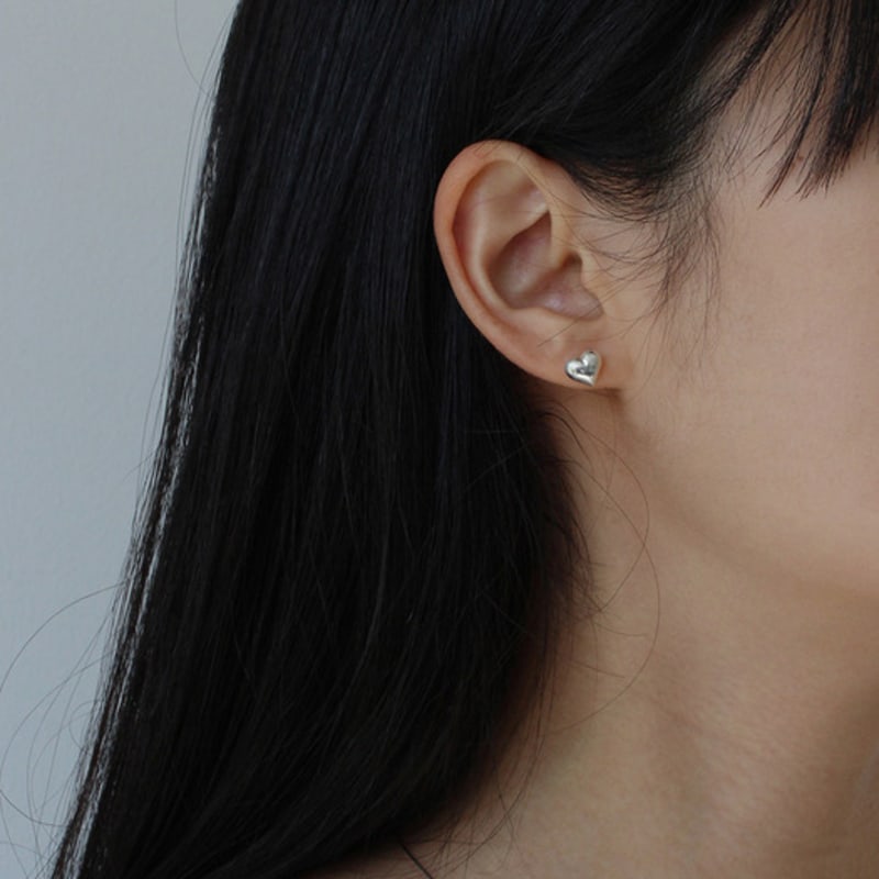 NORMALLEE [Silver 925] Volume Heart Earrings