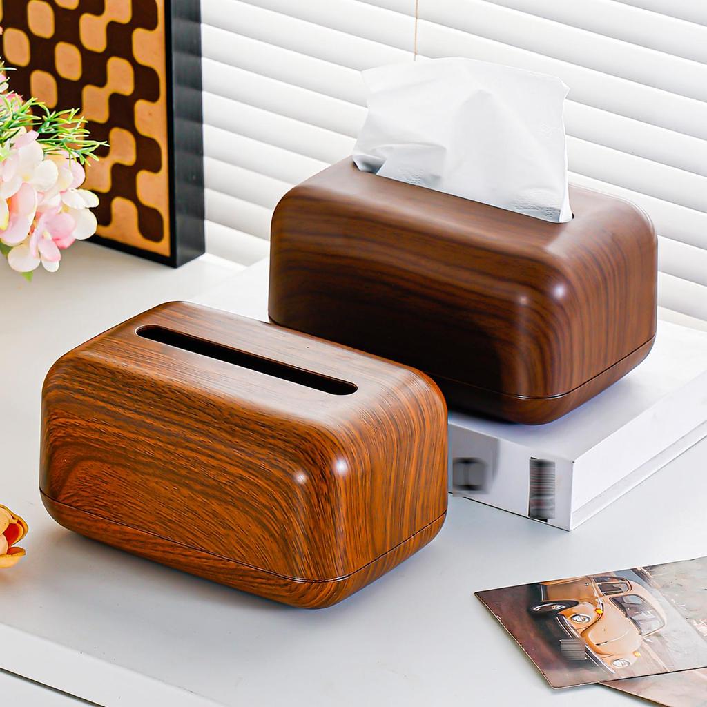 Walnut Color Plastic Tissue Box for Office and Living Room