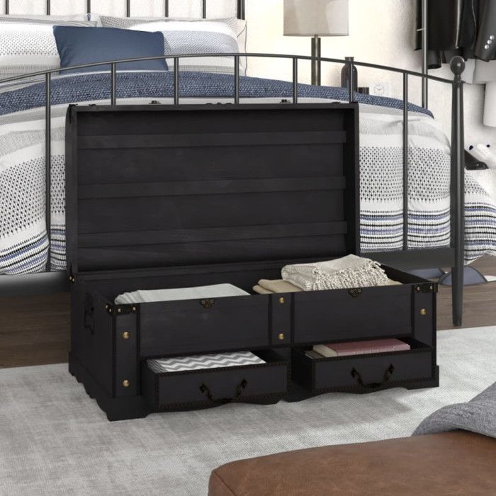 VidaXL Coffre de rangement en bois Large Noir 60797