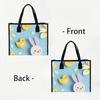  Cute Easter Bunny Chick Print Tote Bag Fashion Casual Daily Portable Large Capacity Shopping Handbag
