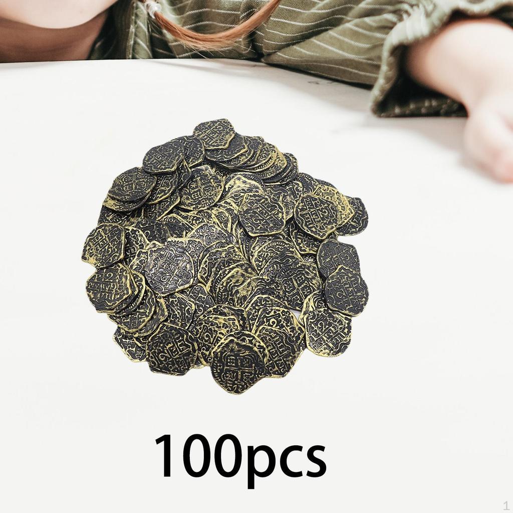 100x Pirate Coin Novelty for Boys and Girls Game Accessories Gold Doubloons