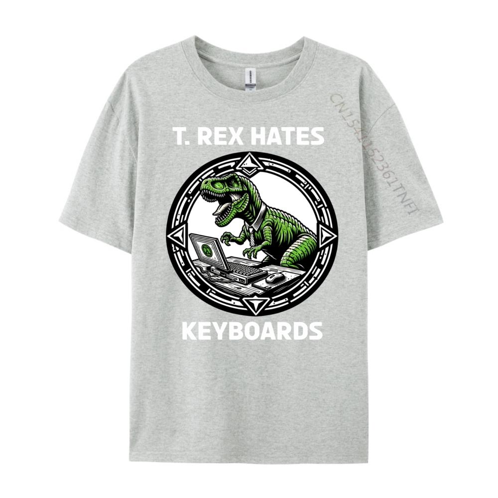 T Rex Hates Keyboards Computers Laptops Mens Designer Clothes Comfortable Luxury Designer Tops Tees Gothic Style
