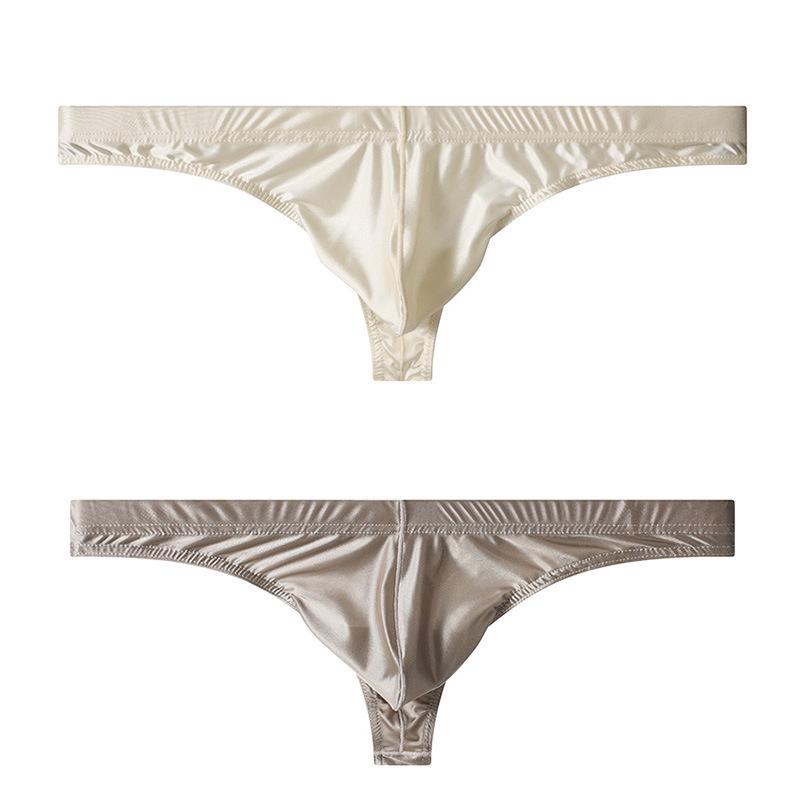 Men's Satin Ice Silk Breathable Thong Briefs