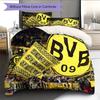 Borussia Dortmund Team Logo Muster Bettwäsche Heimdekoration Geburtstagsgeschenk (1 Bettbezug + 2 Kissenbezüge, ohne Füllung)