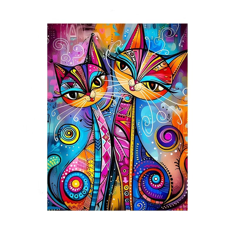 Colorful Abstract Cat Tapestry, Modern Wall Art Decor For Living Room Bedroom Office Bar 40X60CM