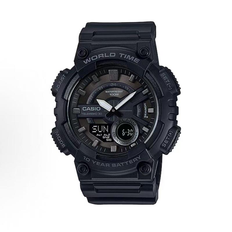 CASIO Customized watch modified series Moyu Guangyan series fashion trend watch life waterproof AEQ-110W-1B modified Qua ShenHongSeBiaoDai чёрный