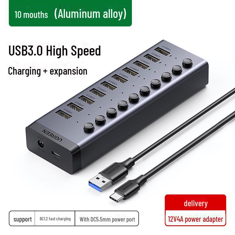 Greenlink USB 3.0 7/10-Port High-Speed Hub for Laptops