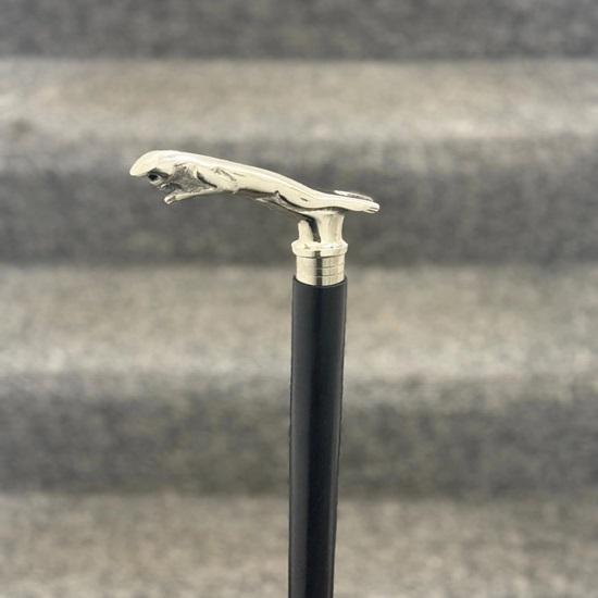 Classic Style Jaguar Handle Black Wooden Walking Stick Cane