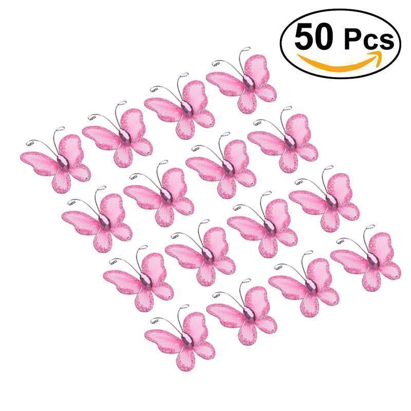 Butterflies Decorations For Tinsel Crafts Wire Butterfly Decor Butterfly Glitter Wedding Decorative Removable