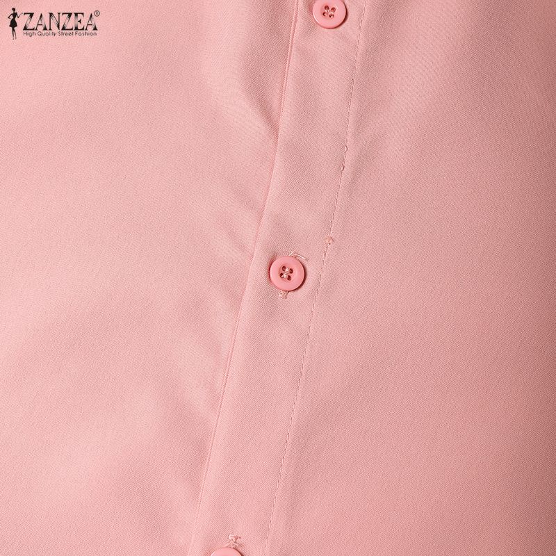 ZANZEA Women Turn Down Collar Long Sleeve Loose Casual Shirt Dress