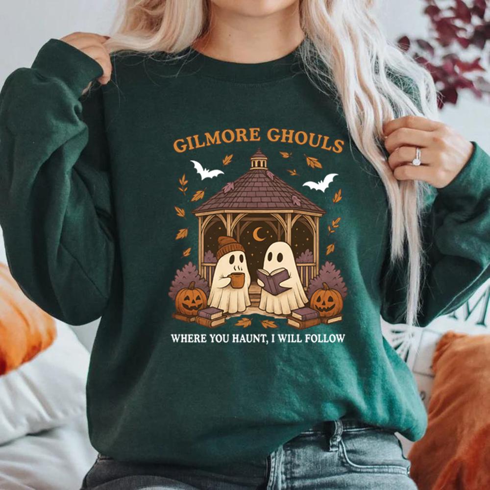 Gilmore Ghouls Sweatshirt Niedliches Geist Halloween Sweatshirt Unisex Grafik Hoodies Gruseliges Herbstshirt Lässige Langarm Pullover